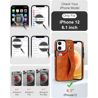 Чехол-кошелек SOOFUN для iPhone 12 с двойной магнитной застежкой, противоударный, защитный, оранжевый (my-12168)