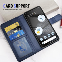 Шкіряний чохол KimFiyny для Google Pixel 7 Pro 5G з тримачем для карт, магнітною застібкою та складною коробкою-підставкою, водонепроникний та удароміцний (my-12164)