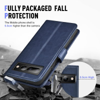 Шкіряний чохол KimFiyny для Google Pixel 7 Pro 5G з тримачем для карт, магнітною застібкою та складною коробкою-підставкою, водонепроникний та удароміцний (my-12164)