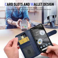 Шкіряний чохол KimFiyny для Google Pixel 7 Pro 5G з тримачем для карт, магнітною застібкою та складною коробкою-підставкою, водонепроникний та удароміцний (my-12164)