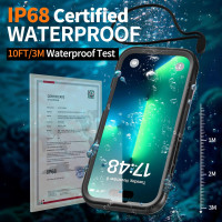 Водонепроникний, пилозахисний чохол Cozycase для iPhone 16 Pro IP68, 2 м захист від падінь, прозорий (my-12176)