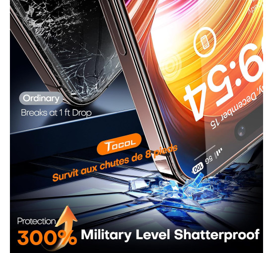 Защитное стекло TOCOL для iPhone 16 Pro Max, твердость 9H, ударопрочное, закаленное стекло военного класса, полное покрытие, простая установка (my-17018)