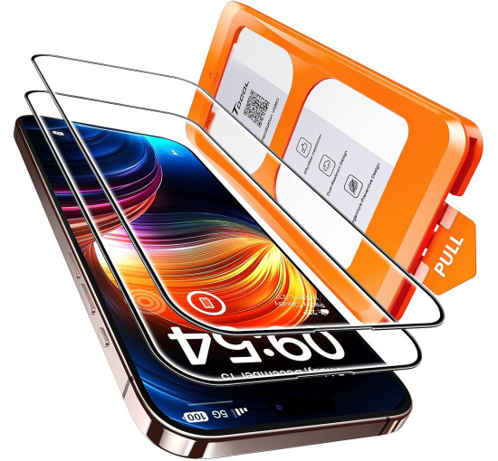 Защитное стекло TOCOL для iPhone 16 Pro Max, твердость 9H, ударопрочное, закаленное стекло военного класса, полное покрытие, простая установка (my-17018)