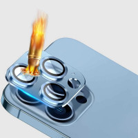 Защитное стекло на объектив камеры из авиационного алюминия для iPhone 12 Pro Generic 9H синий (my-4178)