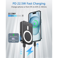 Портативное зарядное устройство 20000 mAh с входом и выходом USB-C и светодиодным дисплеем для iPhone Gxorul W13 Power Bank черный (my-7030)