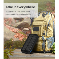 Power Bank Solar PS-90030 30000 mAh павербанк + фонарик с солнечной панелью PS-900, влагозащищен, черный (my-9128)