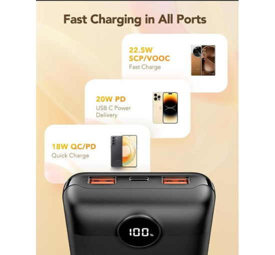 Павербанк VEGER V2053 20000mAh швидка зарядка 22,5 Вт (my-17159)