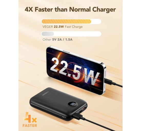 Павербанк VEGER V2053 20000mAh швидка зарядка 22,5 Вт (my-17159)