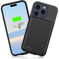 Портативний зарядний чохол для iPhone 15 Pro 6,1 дюйма, чохол-акумулятор SlaBao, Carplay, що підтримується, чорний (my-15212) Портативний зарядний чохол для iPhone 15 Pro 6,1 дюйма, чохол-акумулятор SlaBao, Carplay, що підтримується, чорний (my-15212)
