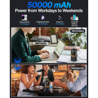 Внешний аккумулятор 50000 мА·ч со встроенным кабелем: быстрая зарядка 225 Вт с большой емкостью портативное зарядное устройство со светодиодным фонариком (my-17232)