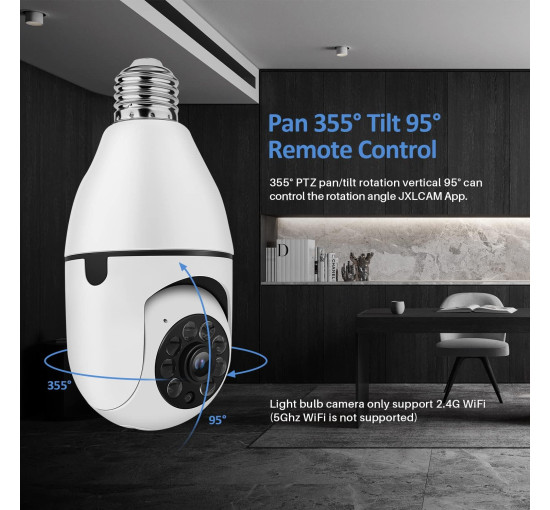 Панорамная IP-камера-лампочка TT4ALL видеонаблюдения с Wi-Fi 360 градусов вращения, 90 градусов наклона, Белый (my-4274)