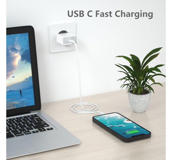 Зарядное устройство Anigaduo USB C мощностью 25 Вт с кабелем длиной 2 м для iPhone 14/14 Pro/14 Pro Max/14 Plus/13/12/11 белый (my-1090)