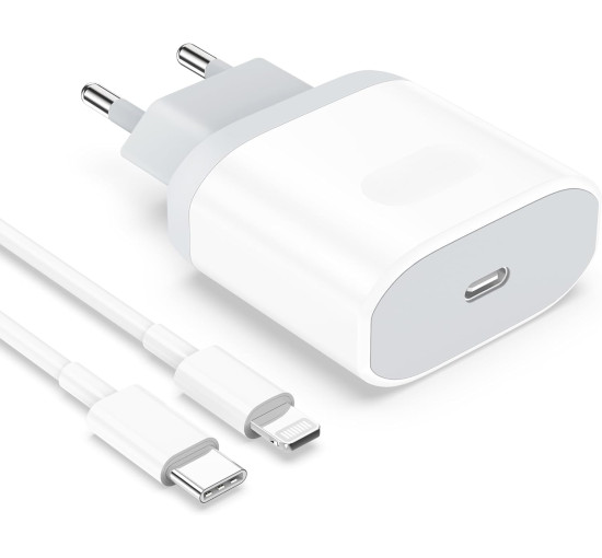 Зарядний пристрій Anigaduo USB C потужністю 25 Вт з кабелем довжиною 2 м для iPhone 14/14 Pro/14 Pro Max/14 Plus/13/12/11 білий (my-1090)