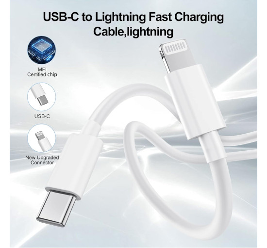 Кабель USB C - Lightning для швидкого заряджання iPhone Cionum 2 м 2 шт (my-4096)