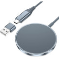 Магнітний бездротовий зарядний пристрій для iPhone з USB-адаптером YLLZI YW100A 9 вольт сірий (my-4051)