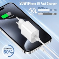 Быстрое зарядное устройство и кабель USB C длиной 2 м для iPhone 20 Вт Jeenek (my-4121)