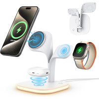 Беспроводная зарядная станция, магнитная зарядная подставка IFNOT YM-UD22 5 в 1 для iPhone, Apple Watch и Airpods, 18 Вт, Белый (my-2042)