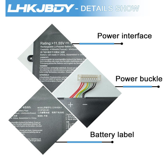 Сменный литий-ионный аккумулятор LHKJBDY C31N1824-1 для ноутбука Asus Chromebook 1,55 В, 48 Вт·ч, 4160 мА·ч (my-14081)