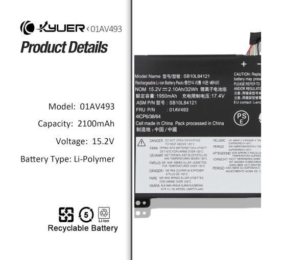 Аккумулятор для ноутбука K KYUER 32 Вт·ч 01AV493 для Lenovo ThinkPad (my-17235)