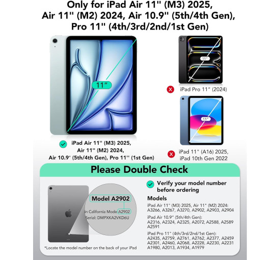 Чохол ESR 6B012 для iPad Air 11 дюймів з клавіатурою (M3/M2, 2025/2024), iPad Pro 11 чорний (my-18028)
