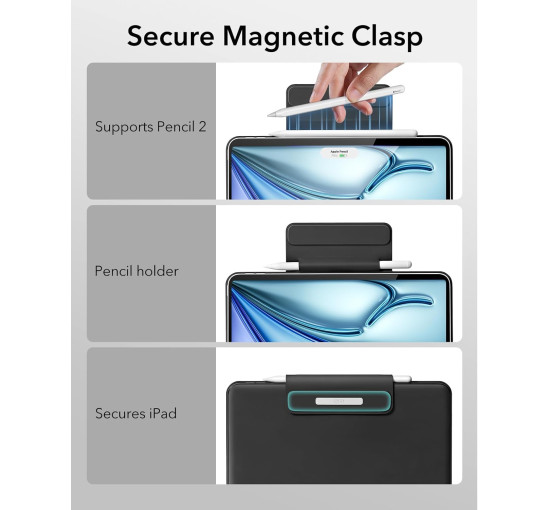 Чохол ESR 6B012 для iPad Air 11 дюймів з клавіатурою (M3/M2, 2025/2024), iPad Pro 11 чорний (my-18028)