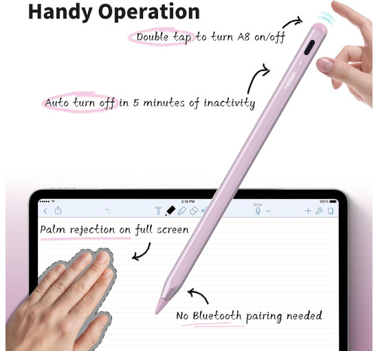Metapen iPad Олівець стілус A8 для Apple 2-го покоління зі швидкою зарядкою рожевий (my-9177)