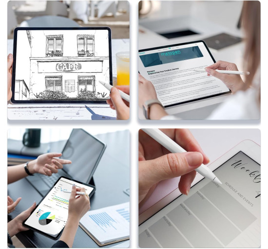 Стилус Metapen APP442 Pencil A14 с быстрой зарядкой, с защитой от прикосновений ладони для Apple Pro белый (my-17146)