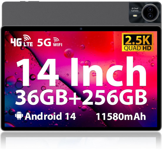 Планшет WITECOR A14 на Android 14 14-дюймовый дисплей 2.5K 36 ГБ + 256 ГБ / TF 1 ТБ 8 ядерный процессор серый (my-18049) Планшет WITECOR A14 на Android 14 14-дюймовый дисплей 2.5K 36 ГБ + 256 ГБ / TF 1 ТБ 8 ядерный процессор серый (my-18049)