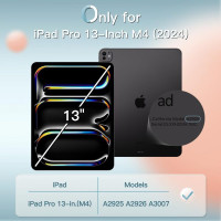 Чехол JETech для iPad Pro 13 дюймов M4 (2024) высота 28 см, ширина 21.3 см, твердый чехол-накладка Smart Cover с функцией автоматического пробуждения/сна, черный (my-15337)