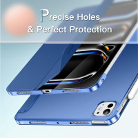 Чохол JETech для iPad Pro 13 дюймів M4 (2024) висота 28 см, ширина 21.3 см, твердий чохол-накладка Smart Cover з функцією автоматичного пробудження/сну, синій (my-15339)