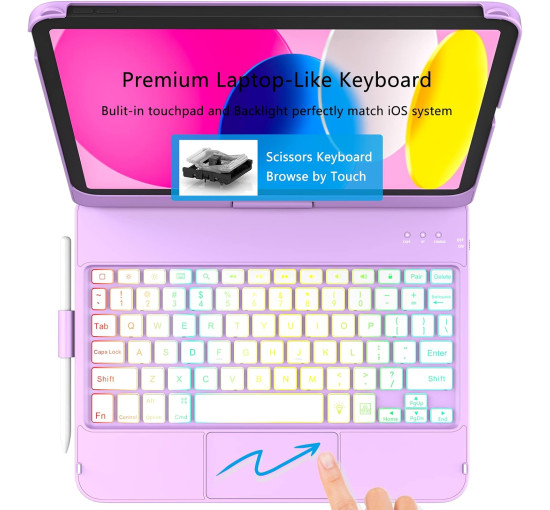 Чехол HOTLIFE клавиатура с сенсорной панелью для iPad 10-го поколения (my-4334)