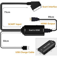 Конвертер AMANKA Scart в HDMI аудио-видео адаптер 1080P с кабелем HDMI (my-4098)
