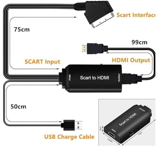 Конвертер AMANKA Scart в HDMI аудіо-відео адаптер 1080P з кабелем HDMI (my-4098)