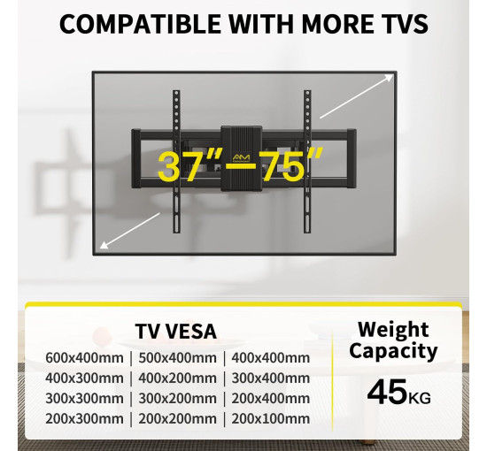 Настенный кронштейн Alphamount APLF6-E для телевизоров с двумя шарнирными рычагами , поворотный, удлинительный и наклонный (my-12050)