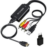 Адаптер AMANKA RCA-HDMI, преобразователь AV-HDMI с кабелем RCA и кабелем HDMI, HD 1080P (my-12047)