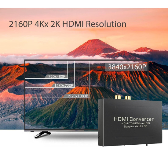 HDMI аудіо конвертер 2160P HDMI HDMI+Optical 4Kx2K 3D PROZOR 4K (my-12048)