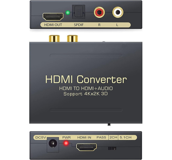 HDMI аудіо конвертер 2160P HDMI HDMI+Optical 4Kx2K 3D PROZOR 4K (my-12048)