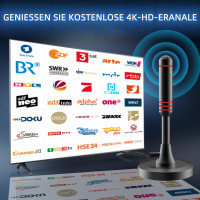 Антенна комнатная Sufubyte DVB-T/DVB-T2 с усилителемHDTV-антенна для телевизоров, большой радиус действия и приём на 360°, с магнитным основанием (my-17208)