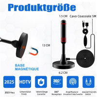 Антенна комнатная Sufubyte DVB-T/DVB-T2 с усилителемHDTV-антенна для телевизоров большой радиус действия и приём на 360° с магнитным основанием (my-17208)