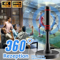 Антенна комнатная Sufubyte DVB-T/DVB-T2 с усилителемHDTV-антенна для телевизоров большой радиус действия и приём на 360° с магнитным основанием (my-17208)