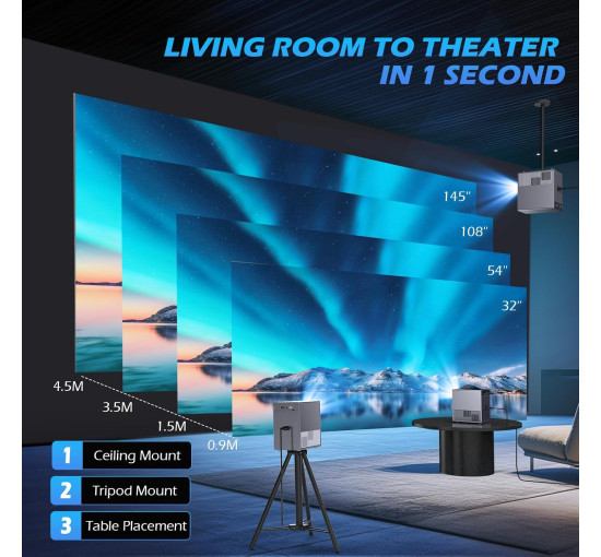 Міні портативний 4K-проектор Ctalyn TY265 3840 x 2160 сірий (my-18135)