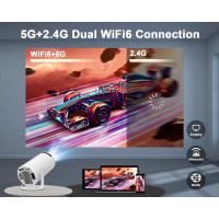 Мини-проектор Magcubic 4K 5G WiFi 6 Bluetooth 5.0 720P Native 200ANSI 8000L с поворотом на 180° для телефона, белый (my-15179)