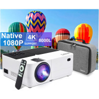 Портативный мини-светодиодный проектор GOBRAN с разрешением 1080P, 8000L, кинопроектор Full HD с сумкой для переноски, совместимость с TV Stick, HDMI, VGA, TF, AV USB (my-2019)