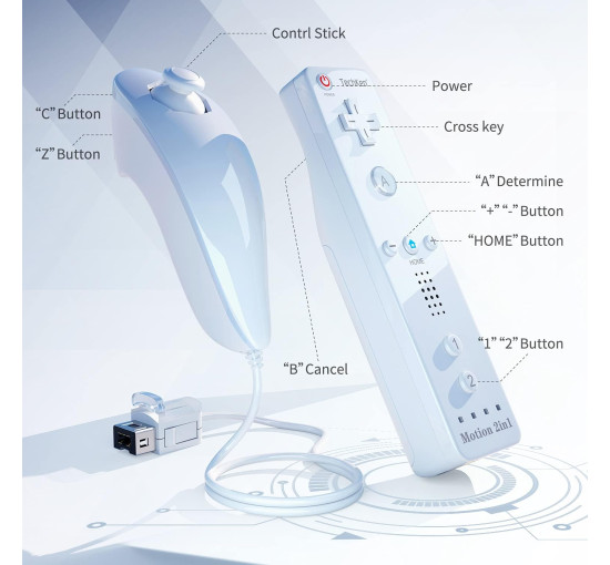Пульт дистанційного керування Techken TK105, ігровий з силіконовим чохлом та ремінцем на зап'ястя для Wii, Білий (my-024)