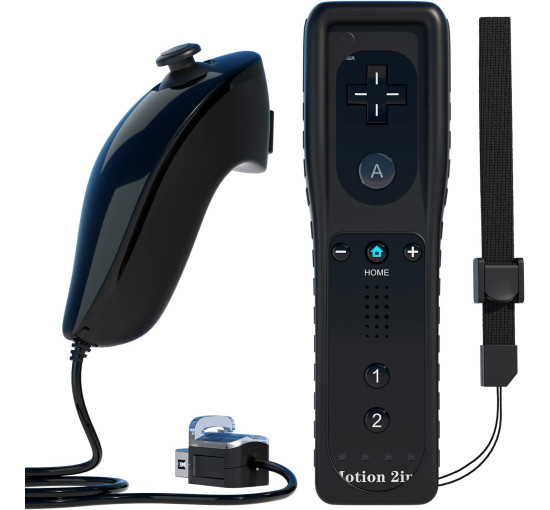 Пульт дистанционного управления Techken TK105, игровой с силиконовым чехлом и ремешком на запястье для Wii, Черный (my-025)