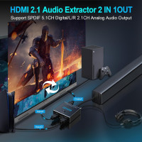 Аудіоекстрактор EZCOOTECH HDMI2.1 4K при 120 Гц Dolby ATMOS ARC CEC VRR ALLM EDID HDCP2.3 (my-3113)