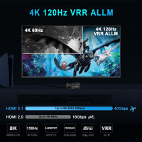 Аудиоэкстрактор EZCOOTECH HDMI2.1 4K при 120 Гц D-o-l-b-y ATMOS ARC CEC VRR ALLM EDID HDCP2.3 (my-3113)