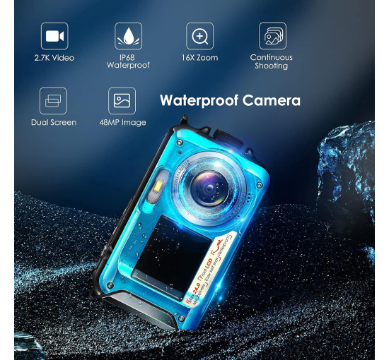 Водонепроникна підводна камера Aomdom Full HD 2,7K 48MP із 16-кратним цифровим зумом (my-4010)