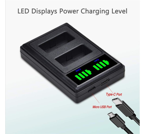 2 акумулятори LP-E17 1300 мАг із зарядним пристроєм для фотоапаратів Canon (my-18163)