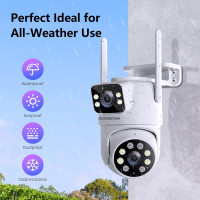 Наружная WiFi-камера наблюдения BEENOZO с двойным объективом 4K 8MP (my-4238)